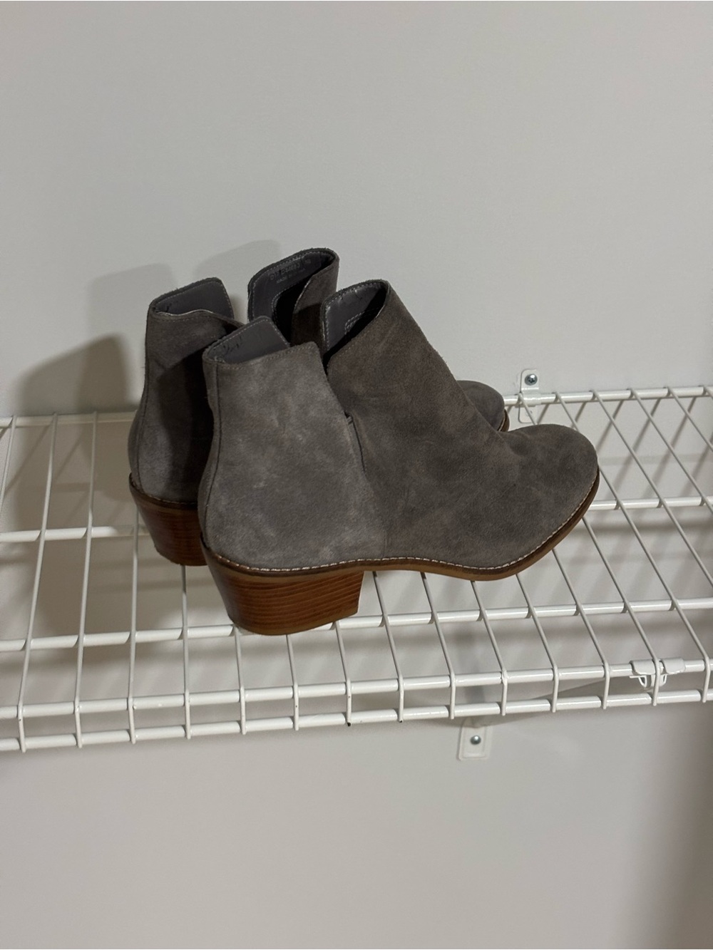 Cole Haan Gray Suede Ankle Booties with Stacked Heel